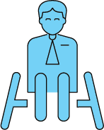 Smiling business person in wheelchair facing forward