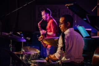 Montavilla Jazz concert with a drummer and a saxophone player