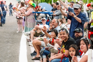 Street crowd at the Rose Festival parade