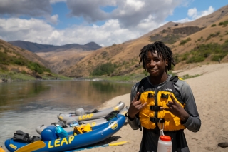 A LEAP rafter on shore