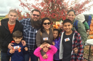 Photo of families at a pumpkin patch
