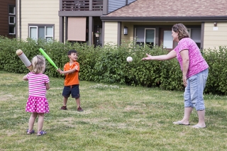 Children playing baseball