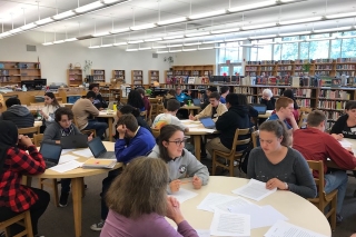 Photo of a library with students