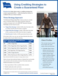 Screenshot of a flyer explaining crediting strategies that can create a guaranteed floor within the Enhanced Choice Index Plus 7 annuity.