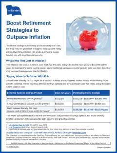 Screenshot of a flyer that discusses strategies to outpace inflation.