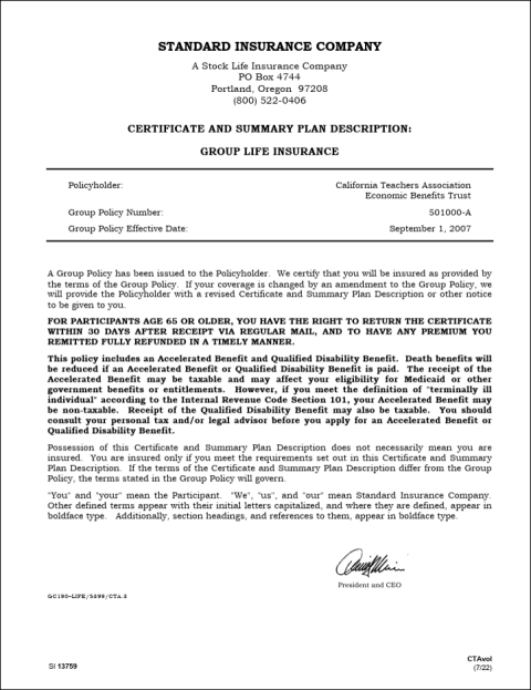 Thumbnail of the Life insurance plan description