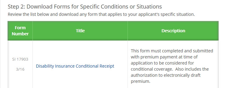 Applications and Forms - Specific Conditions