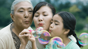 Photo of three generations of women in one family