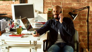 A man working at a desk