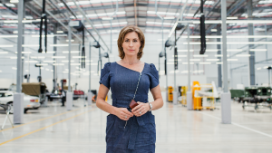 A businesswoman standing in an office