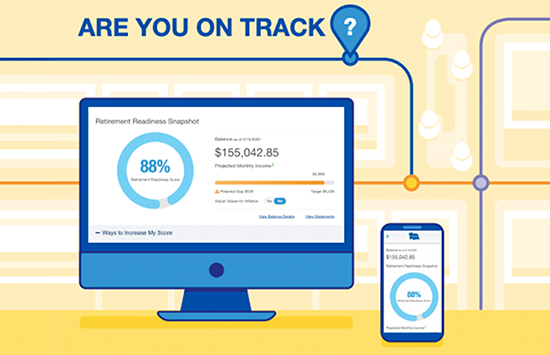 Are You on Track? Image of Personal Savings Center screens on desktop and mobile